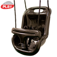 columpio para bebé nordic play con respaldo alto de plástico extra resistente negro con cuerda negra